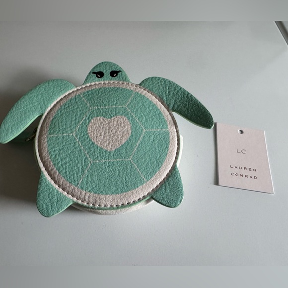 LC Lauren Conrad Vegan Leather Mint Green Turtle Coin Purse - Picture 5 of 8
